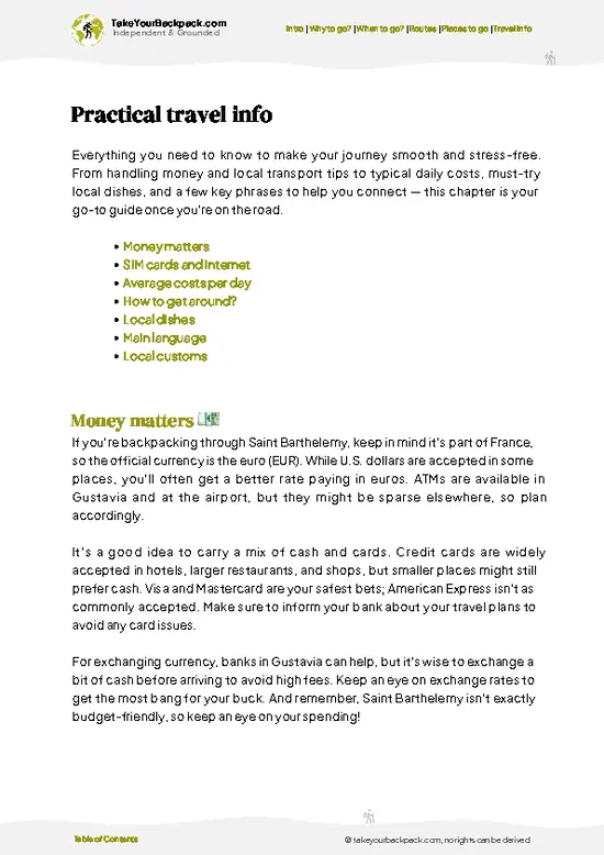 example page 7 from our offline Travel Guide for Saint Barthélemy